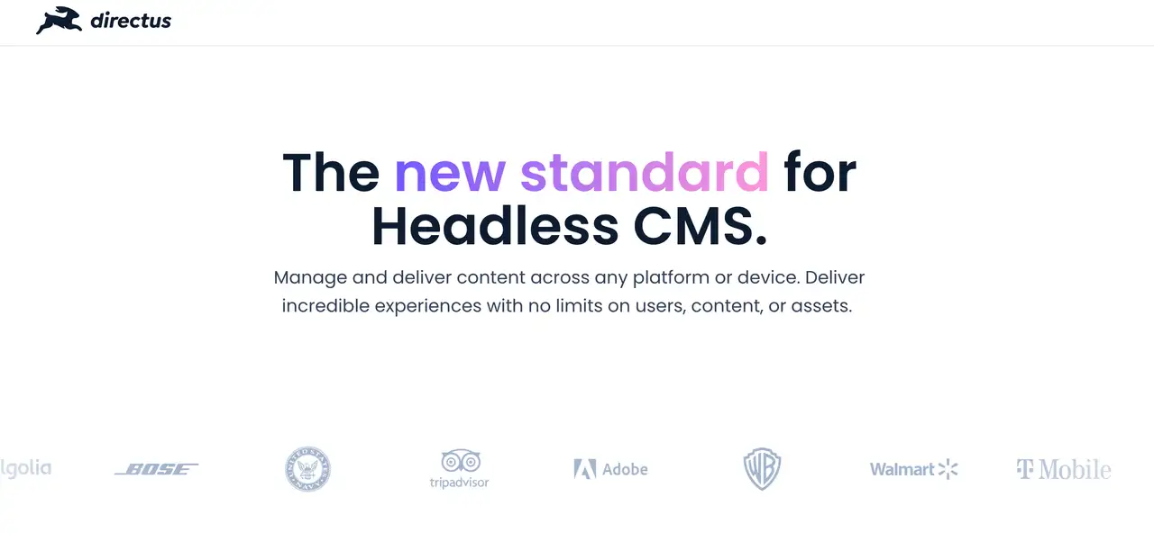 Directus CMS homepage