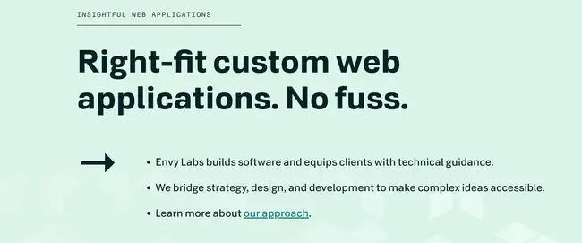 Screenshot of Envy Labs Home Page